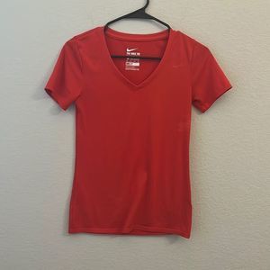 #11 Red Nike V-Neck workout shirt Size XS